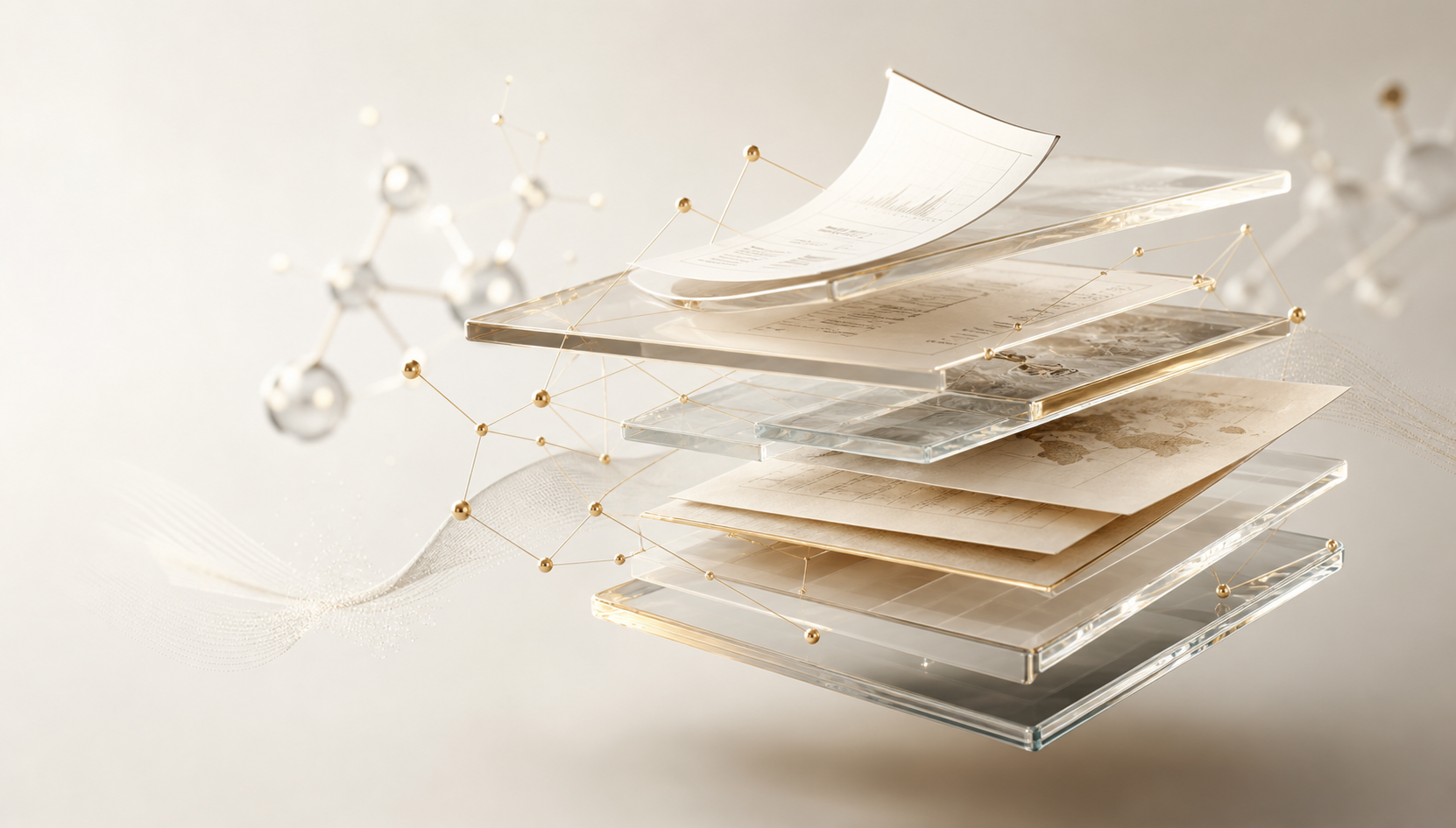 Floating clinical documents connected by a gold evidence network