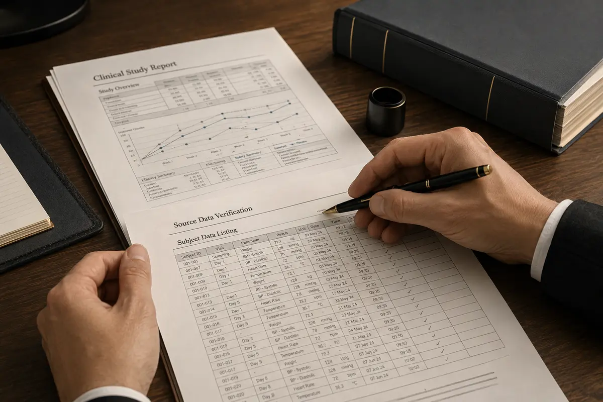 Clinical study report reviewed against source evidence